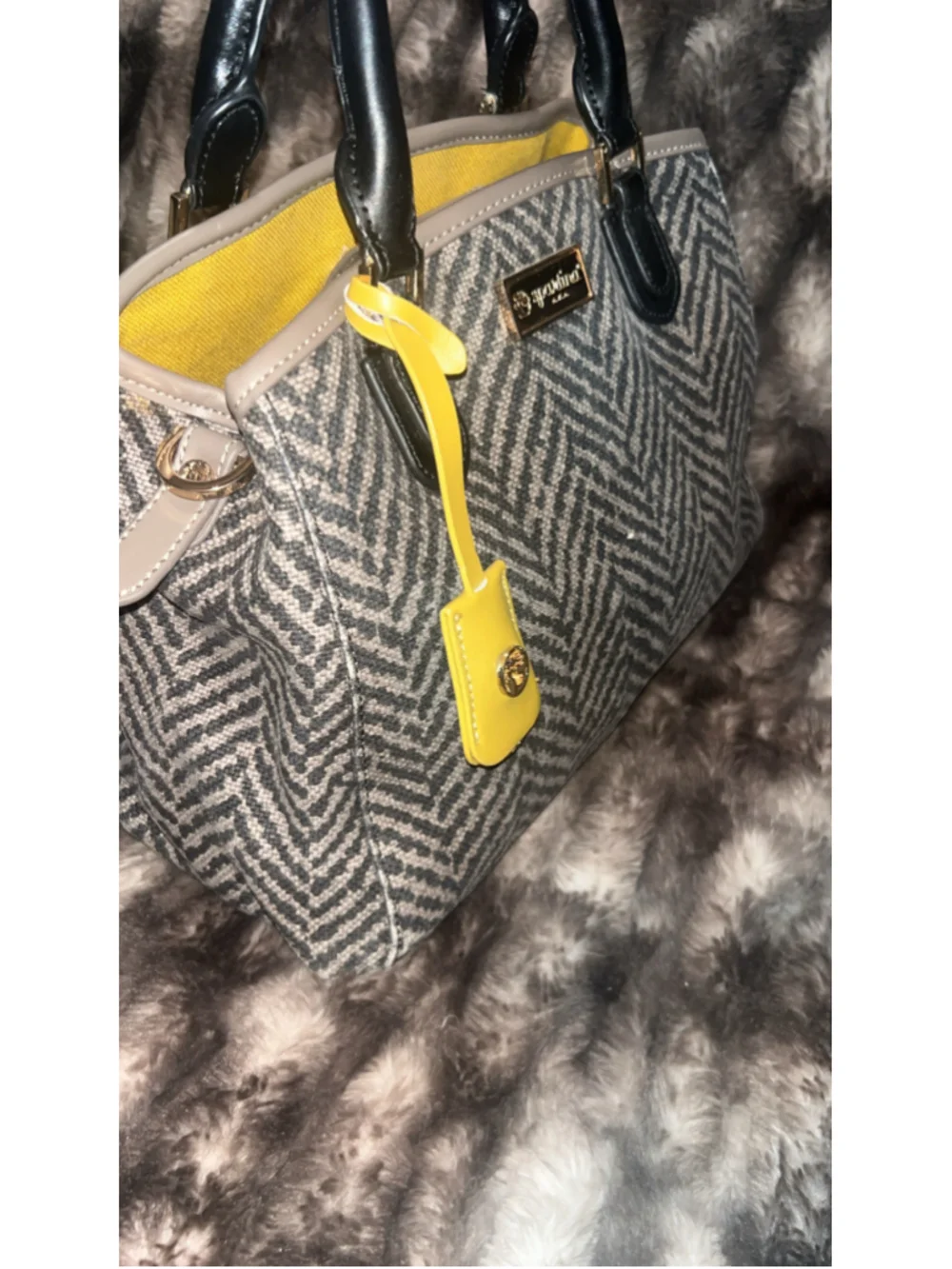 Women's Spartina 449 Satchel Bag One Size Grey and Yellow